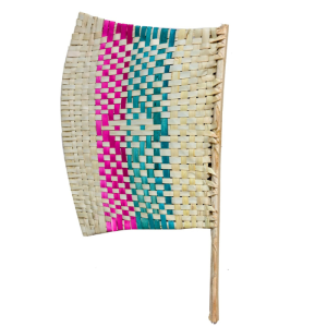 Artisan Woven Palm Leaf Fan – Multicolor
