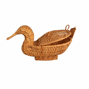 Duck Shaped Wicker Lidded Basket